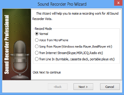 Recoring Wizard Sound Recorder Professional online Help